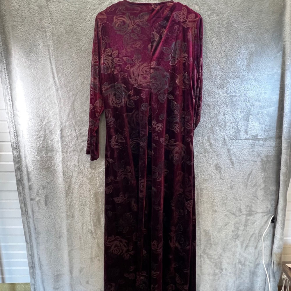 Catalina M/L Burgundy Velvet Floral Burnout Maxi Whimsi Fairygoth Romance - Picture 6 of 9